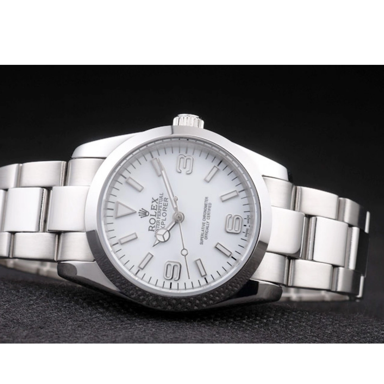 AAA replica watch Rolex 98086 Steel Polished White Explorer Dial Stainless 0629